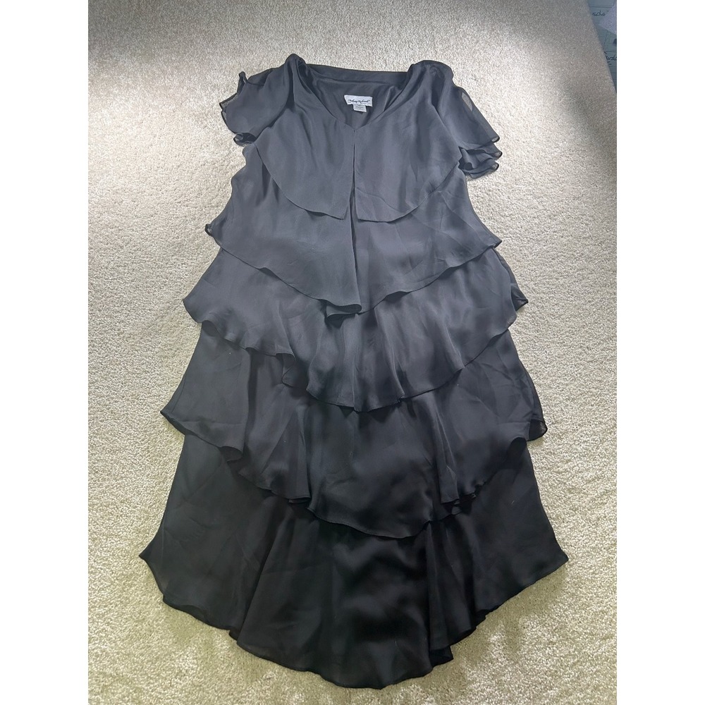 American Rag Womens Black Tiered Ruffle Layered Dress Size 16 WhimsiGoth Witchy